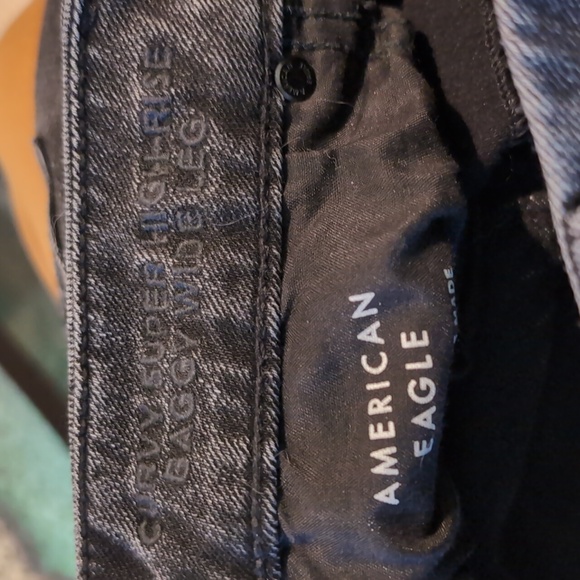 American Eagle Black Baggy Wide Leg Stretch Jeans - Picture 5 of 6